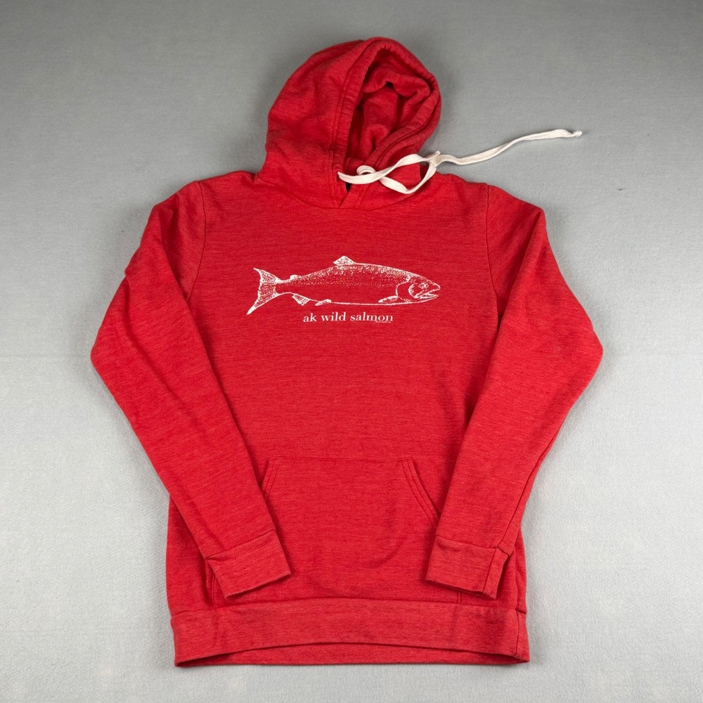Royal Apparel AK Wild Salmon Hoodie Red Heather Triblend Pullover Small USA Made